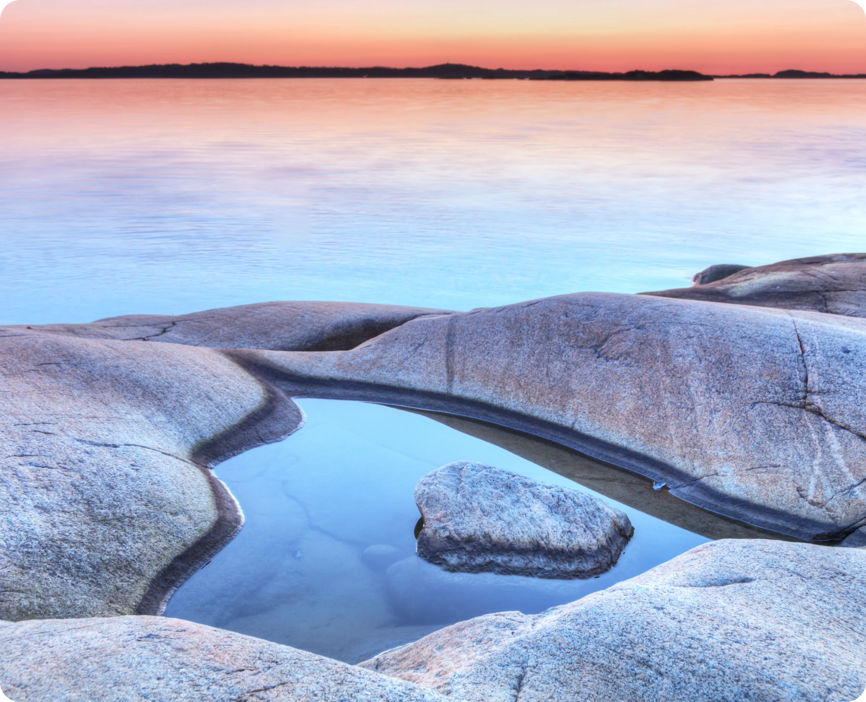 Rocky shore at sunset